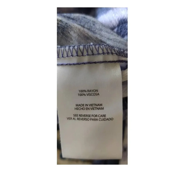 Tie Dye Wide Leg High Rise Rayon Pull On Beachy Pants Sz S Navy Casual - Picture 6 of 6